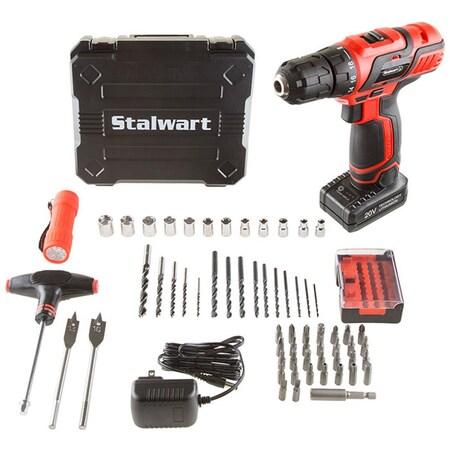 Stalwart Stalwart 75-PT1004 20V Lithium Ion Cordless Drill & Accessory Kit - 62 Piece 75-PT1004